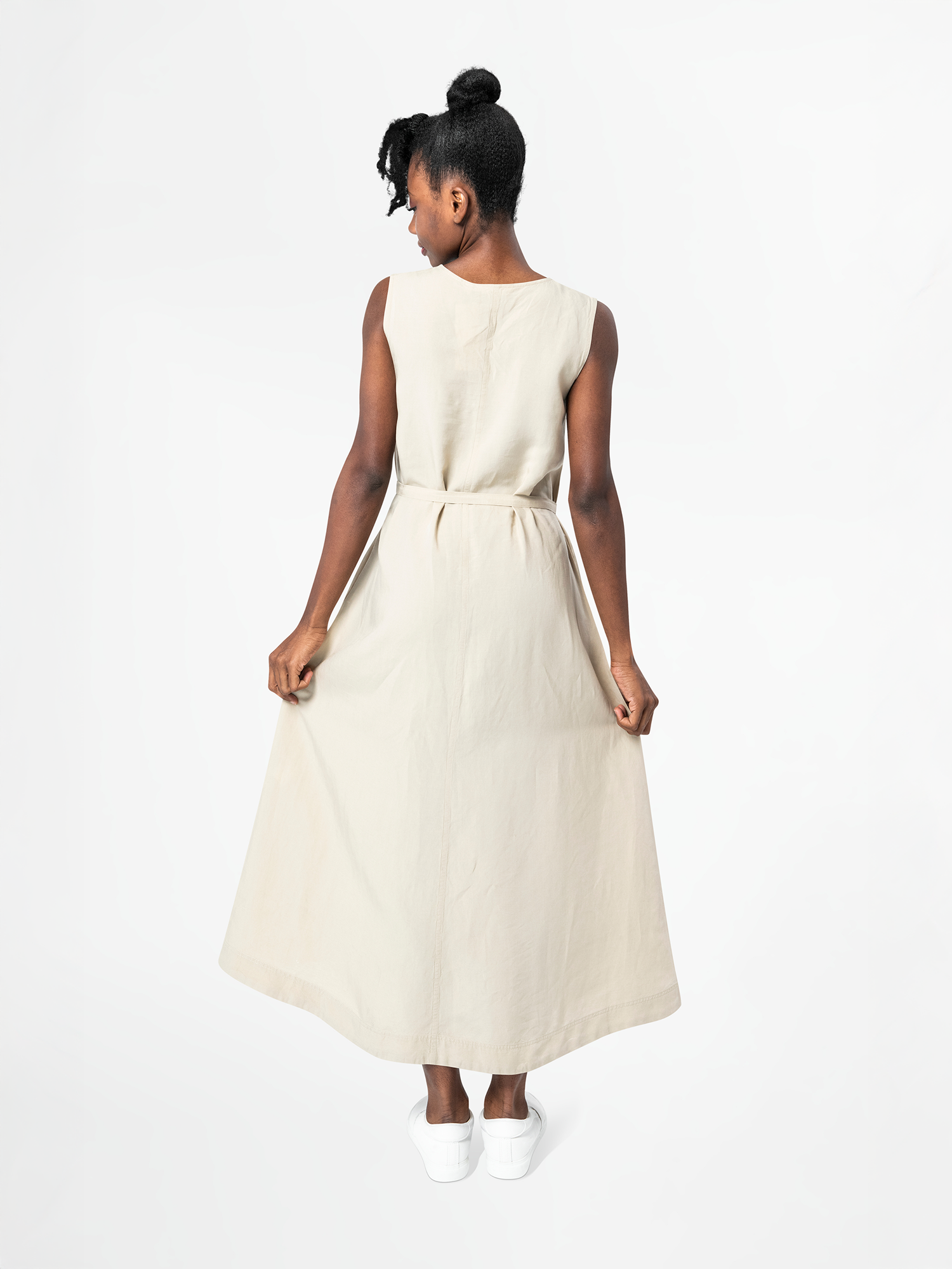 V-Neck Sleeveless Belted Dress